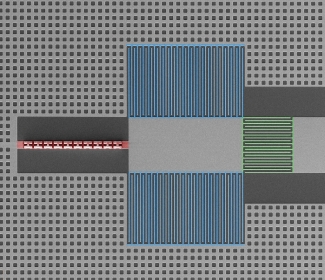 Scanning-electron microscope image of the circuit used in searches for axions.